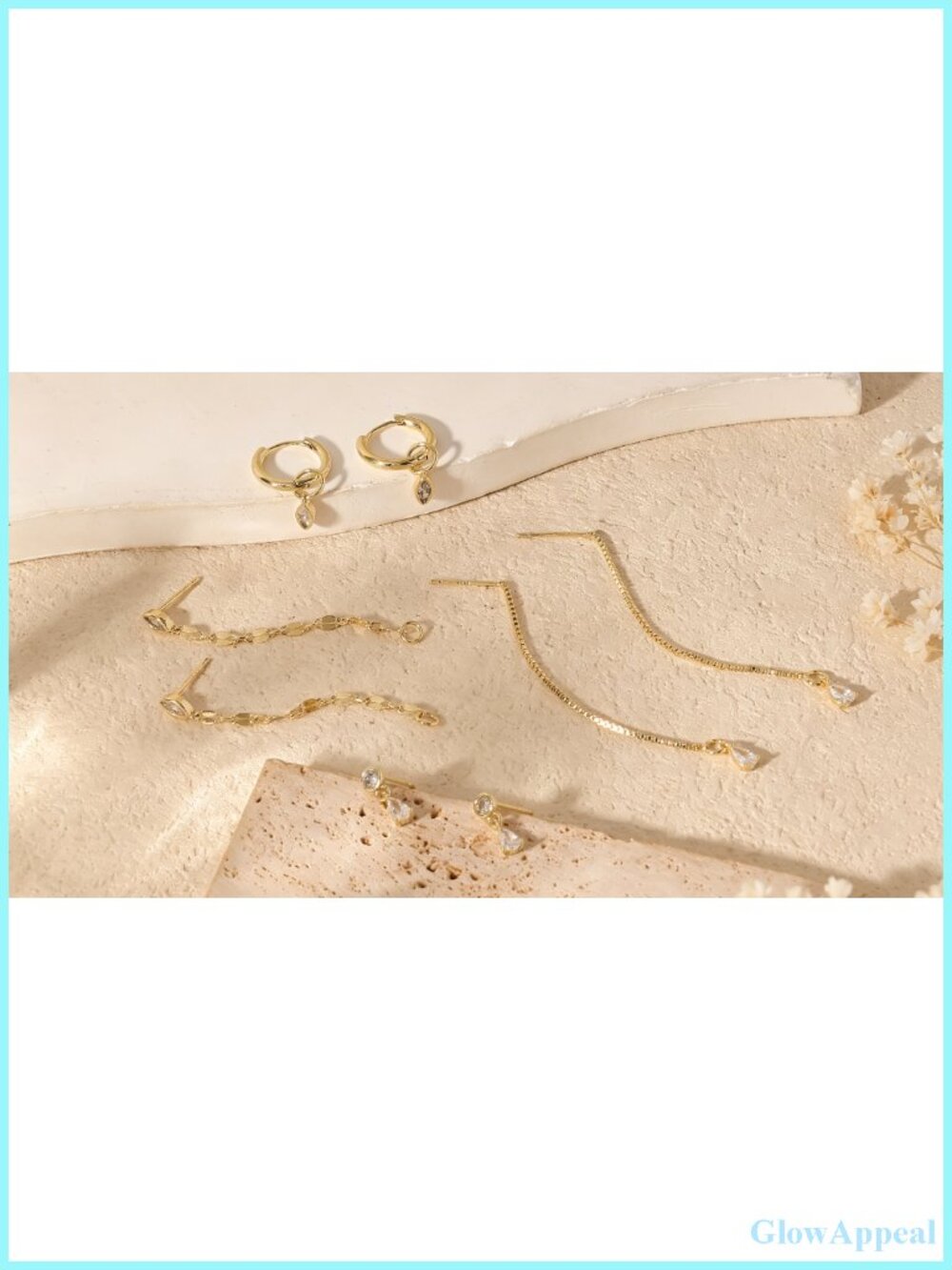 Dainty Gold Plated Chain Threader Earrings Set, Stackable Earring Stack - Picture 6 of 6